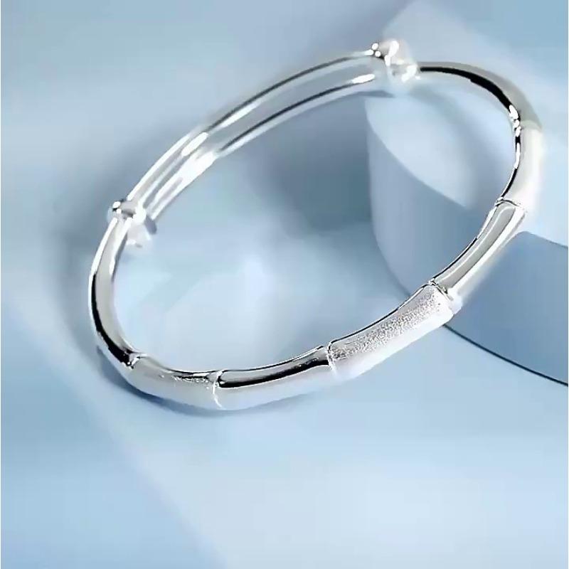 

S999 Чистый Серебряный Бамбуковый Браслет Женский Монолитный Браслет Высококачественный Матовый Открытый Браслет Push Pull 99