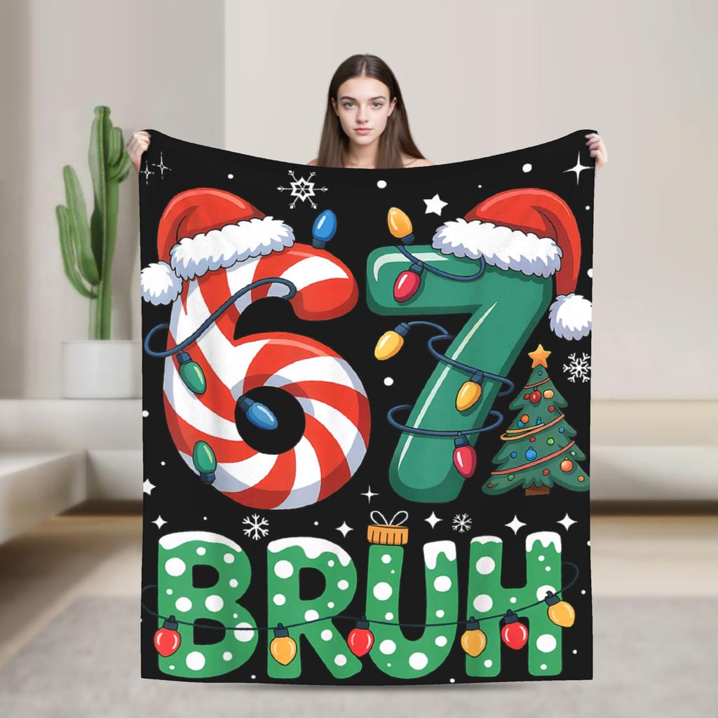 Dankbar für Sechs Sieben 6 7 Meme 67 Thanksgiving Truthahn Flanelldecken Winter Warm Weiche Überwurfdecke Schlafzimmer Bettüberwurf
