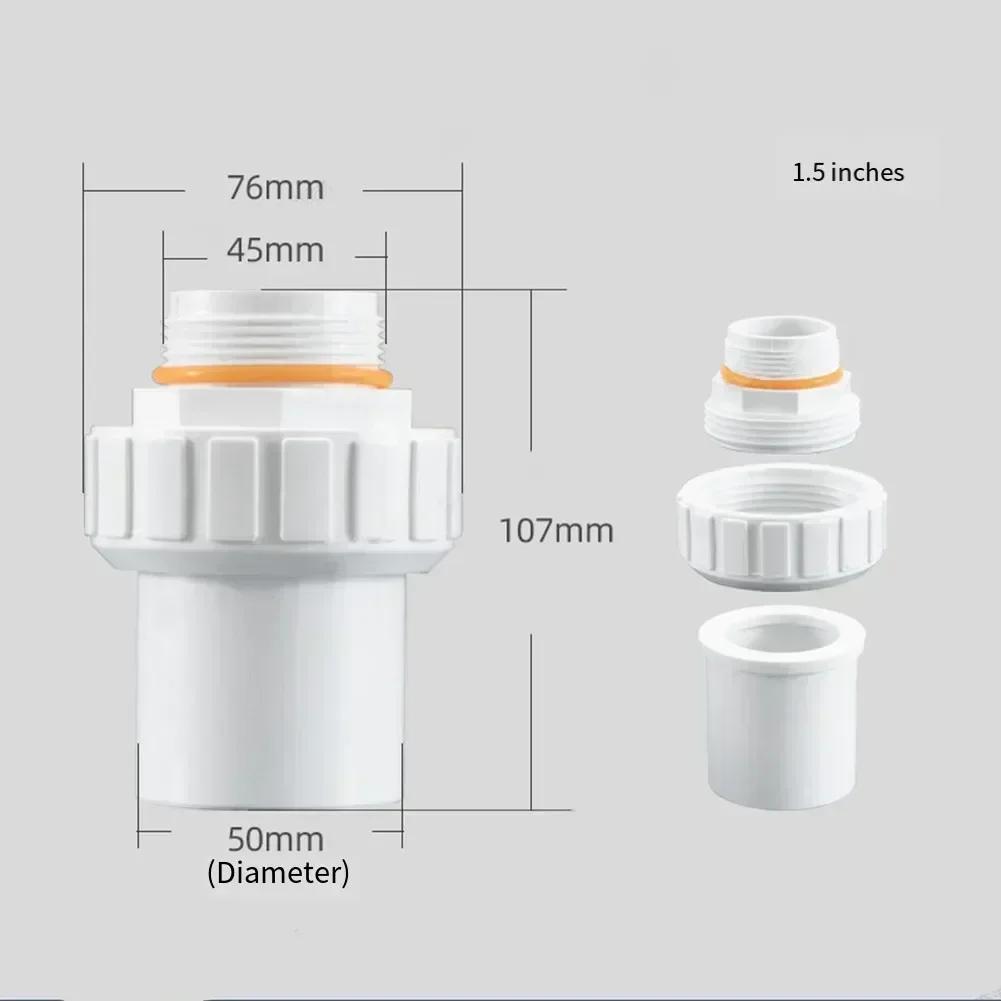 PVC Water Pipe Swimming Pool Connector 2'' Flexible Joint For Water Pump 1.5 Inch Connection 2 Inch Connection