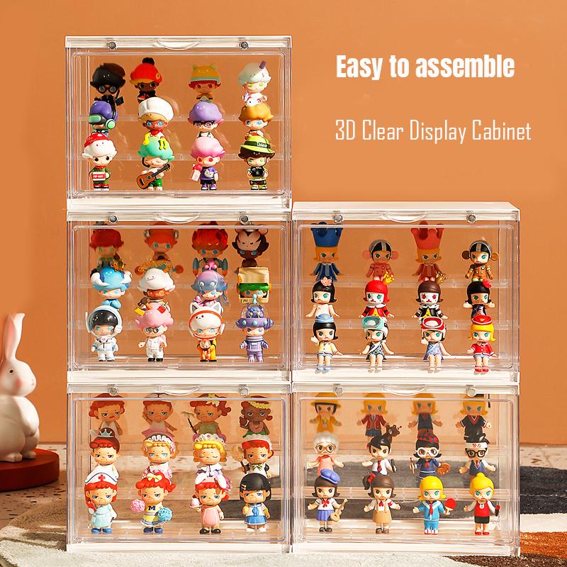 Clear Acrylic Blind Box Showcase Storage Display Stand Toys Dustproof Display Cabinet Toy Doll Anime Figure Organizer