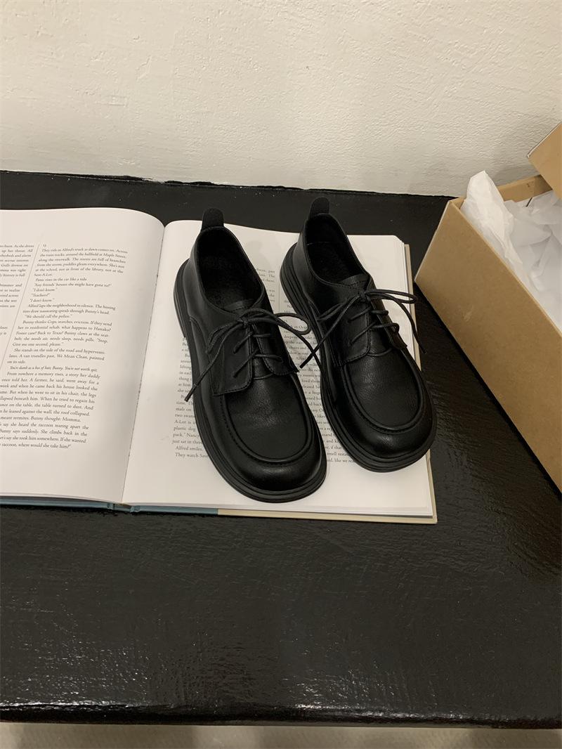 Британский стиль ретро-лоферы на платформе женские осенне-зимние универсальные кожаные туфли на шнуровке японские одинарные туфли прилив 35