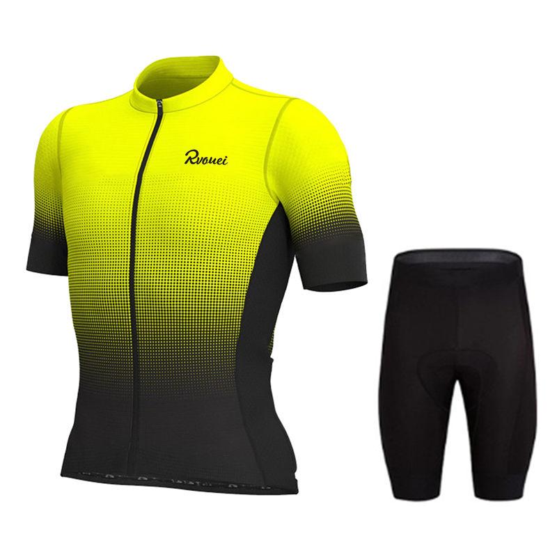 Rvouei Team Cycling Jersey Set Summer Bicycle Suit Quick Drying Bib Shorts Clothes Mtb Maillot Ropa Ciclismo Mountain Bike Wear
