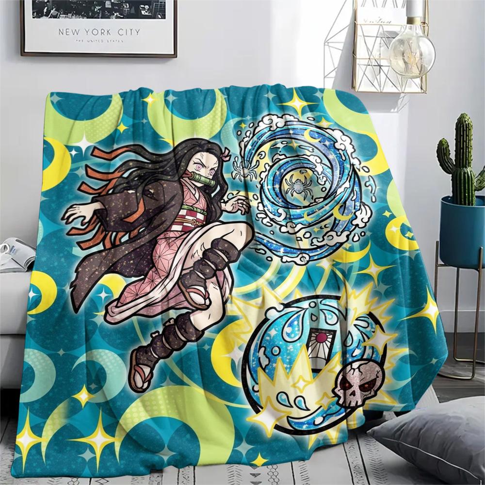 Demon Slayer Tanjiro Flannel Blanket Comfortable Warm Print for Bedroom Sofas Beds Outdoor Picnic Tour.-TING