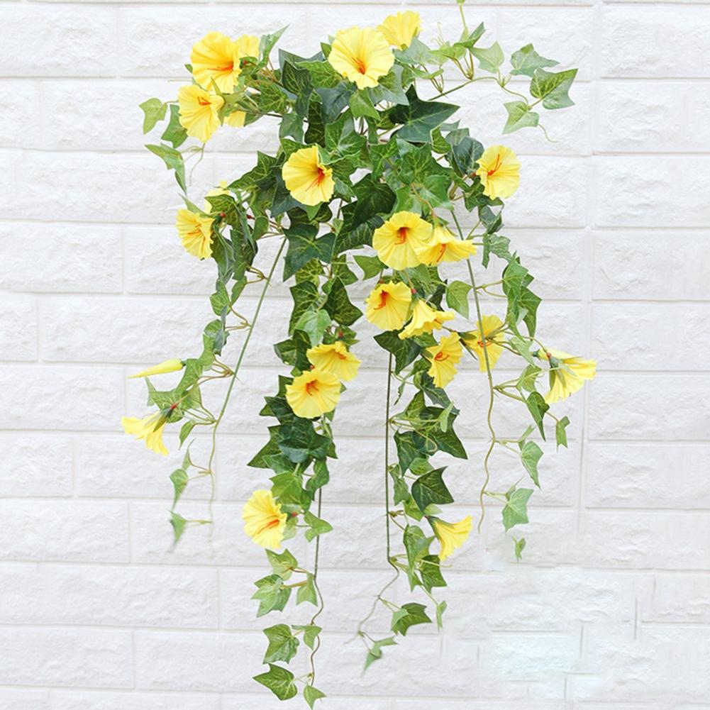 Home Wall Garland Fake Silk Morning Glory Artificial Flower Vine Hanging Plant