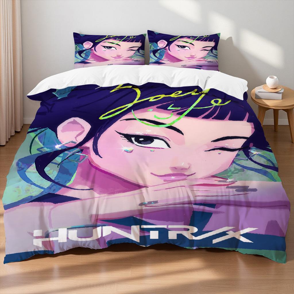 D-Demon Hunters Villain Themed K-Pop Bedding Set Colorful Print Polyester Bed Sheet Duvet Cover Kid Gift Home Textile