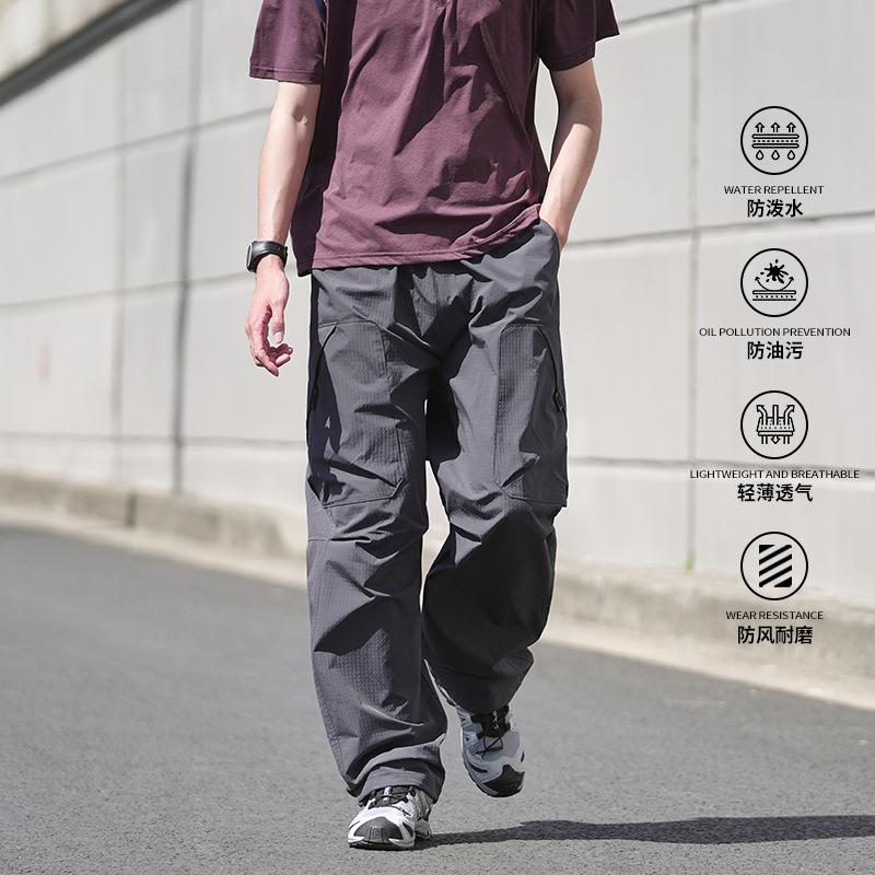 High-end American Outdoor Waterproof Charging Pants Men's Summer Thin Tooling Casual Quick-drying Sports Logging Straight Trousers