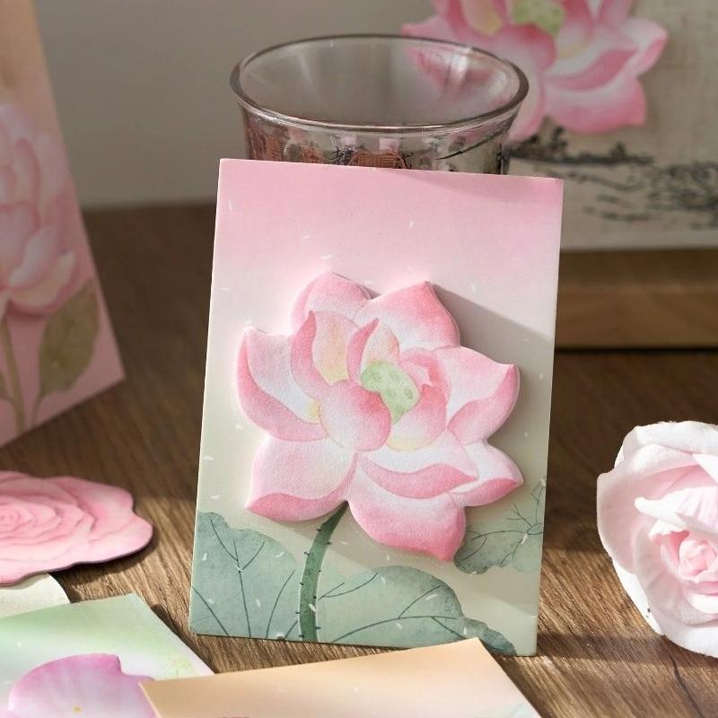 Flower Shaped Memo Book Four Seasons Flower Series Message Board Sticky Notes Decorative Sticker Student Office Stationery Supplies