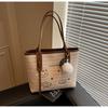 Fashion Woven Large-capacity Bag Women's New Vacation Commuter Shoulder Bag Contrasting Color Straw Woven Tote Bag
