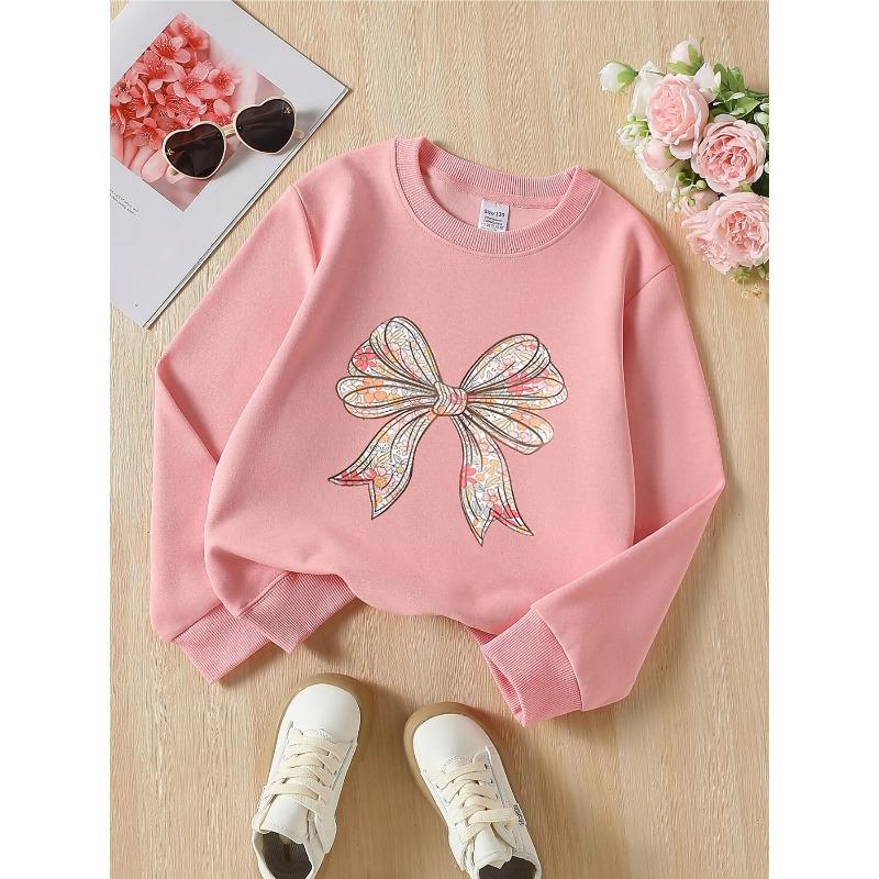 European Sizes Kids' Crewneck Sweatshirt - Floral Pattern with Pastel Colors , Sportswear And Casual Wear, Soft And Comfortable, Children's Clothing