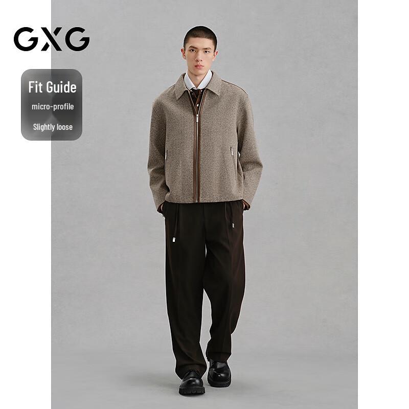 GXG Men's PU Leather Splicing Wool Blend Jacket