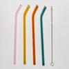 4pc Reusable Glass Straws Water Cup Straw Cup Colorful Heat Resistant Glass Straw with Cleaning Brush Drinking Milk Tea
