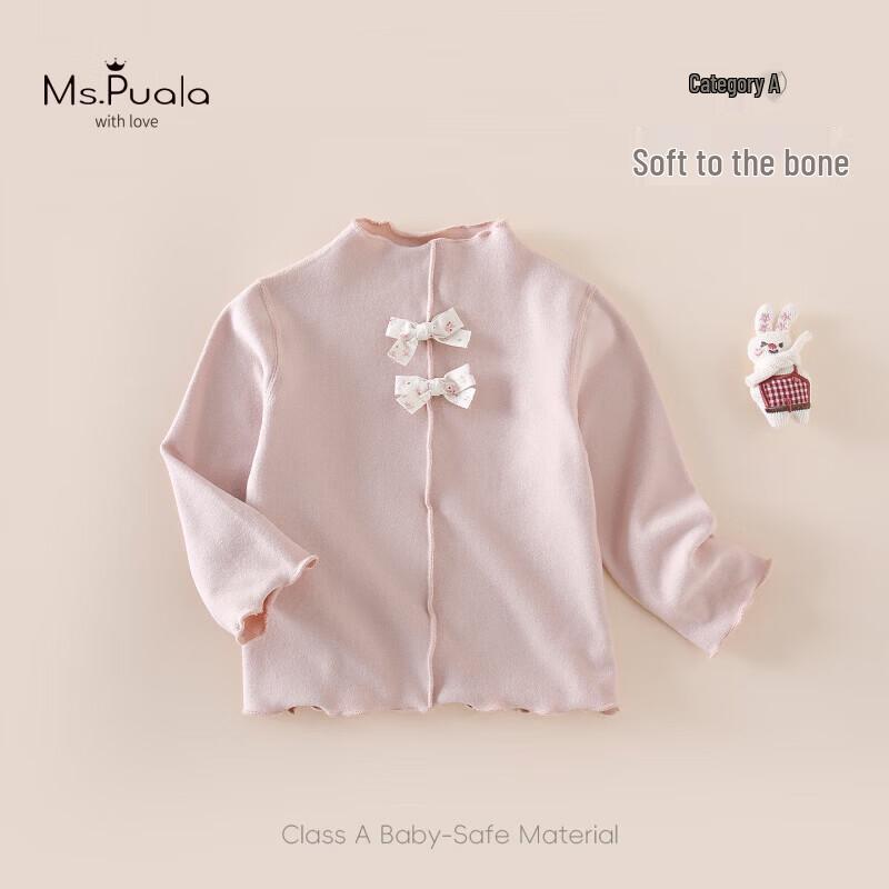 MS.PUALA Girls' Winter Long Sleeve Bowknot Mock Neck Base Layer