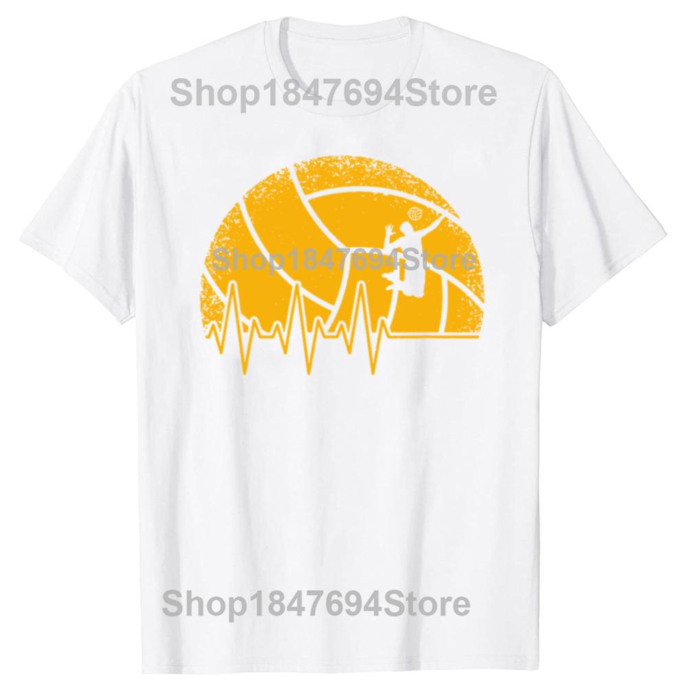 Heartbeat Volleyball Player Sports Tshirts for Men Hip Hop Streetwear TShirt Camisetas 2025 Classic Popular Tee Shirt Men