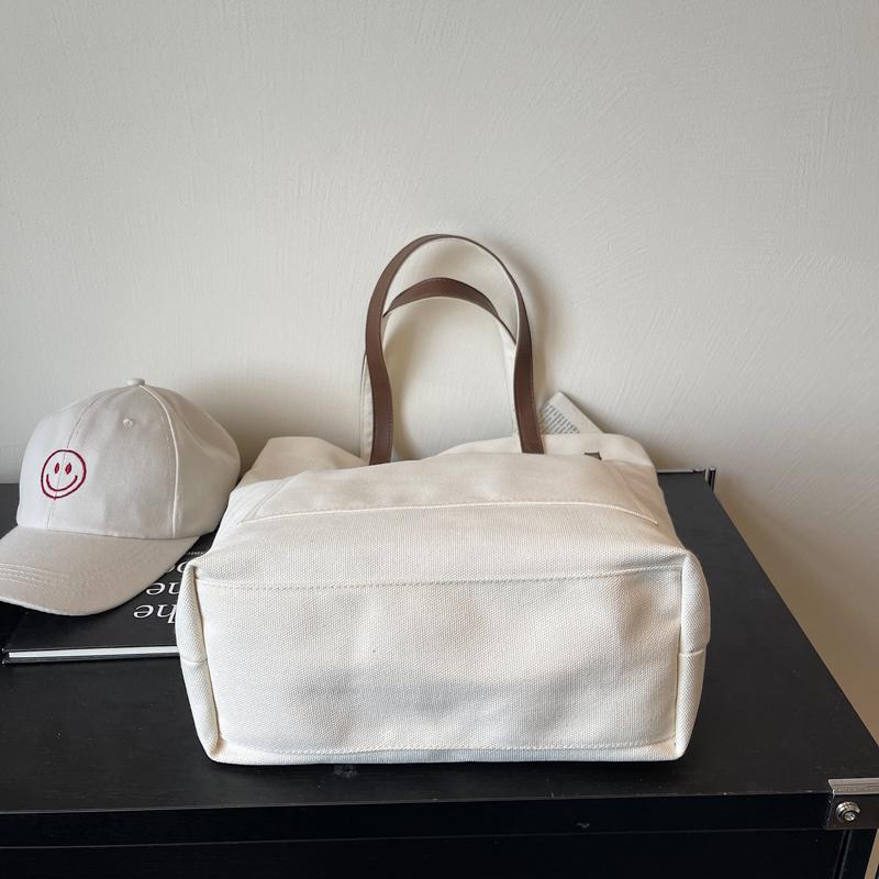 Canvas Bag Solid Color Large Capacity Student Handbag Women's Shoulder Bag Underarm Bag