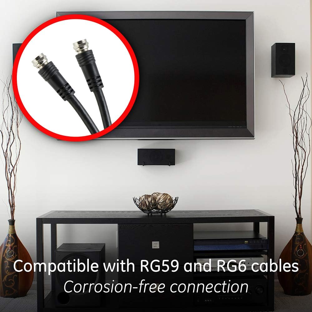 GE 2-Way Coaxial Cable Splitter, 5-900 MHZ Range, RG59 RG6 Coax Compatible, Audio, Video, Works with HD TV, Cable, Amplifiers, Amplified Antennas,