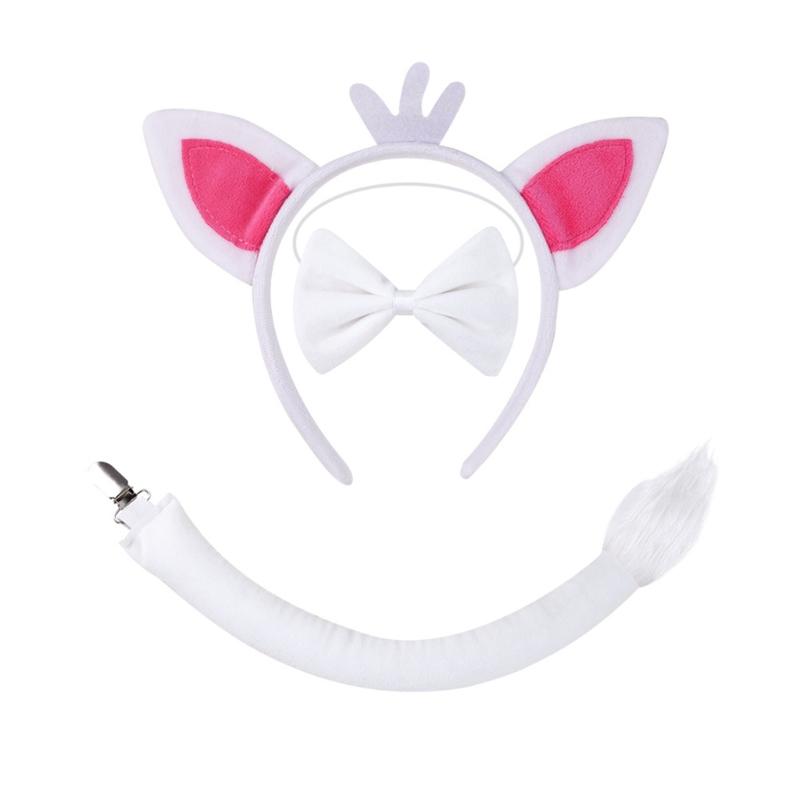 Foxes Costumes Set Foxes Ear Headbands Tail Nose Bowtie Tutu Skirt Animal Cosplay Costumes for Halloween Christmas Party