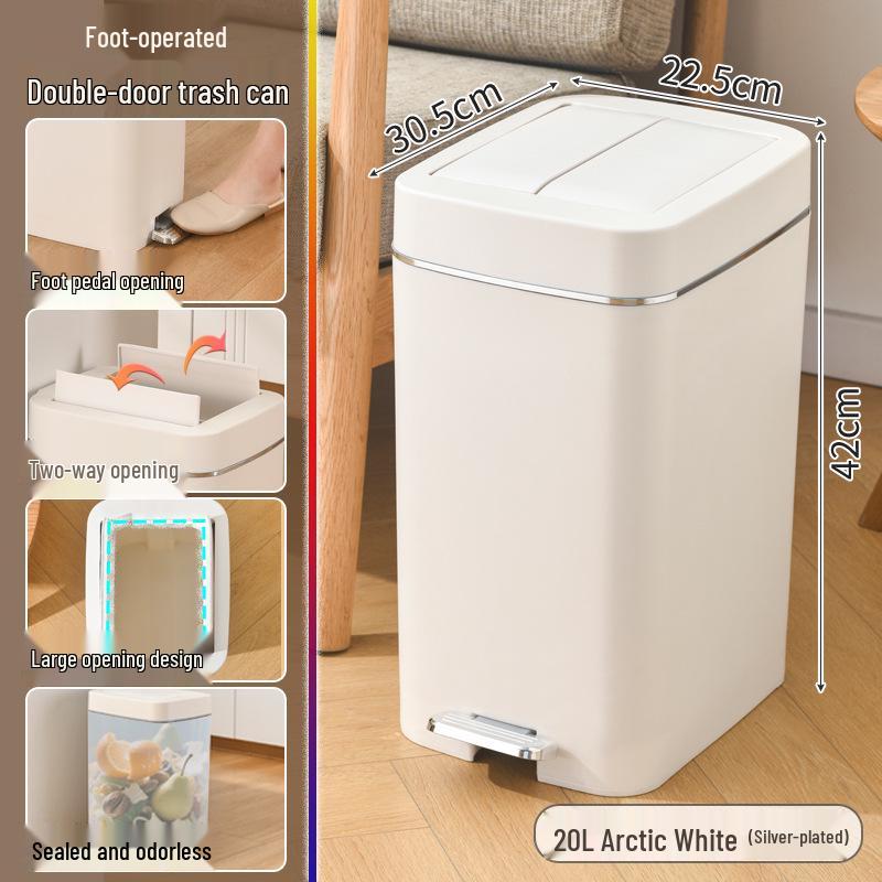 Silent Slow-Closing Trash Can with Foot Pedal Lid for Kitchen & Bathroom