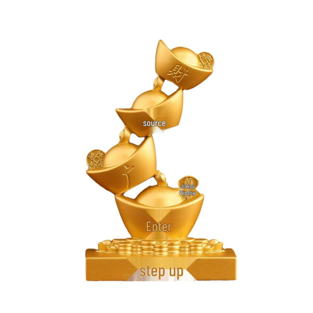 Sand Gold Office Desk Ornament: Creative Wealthy Mian Fu Alloy Decor