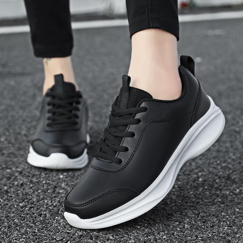 Brand women's shoes autumn and winter sports shoes leather waterproof and lightweight running shoes women's black soft-soled casual non-slip