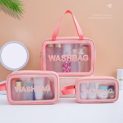 Wasserdichte Kosmetiktasche, tragbar, große Kapazität, transparent, Kulturbeutel, Reise-PVC-Kosmetik-Aufbewahrungstasche, PU-Schwimmtasche