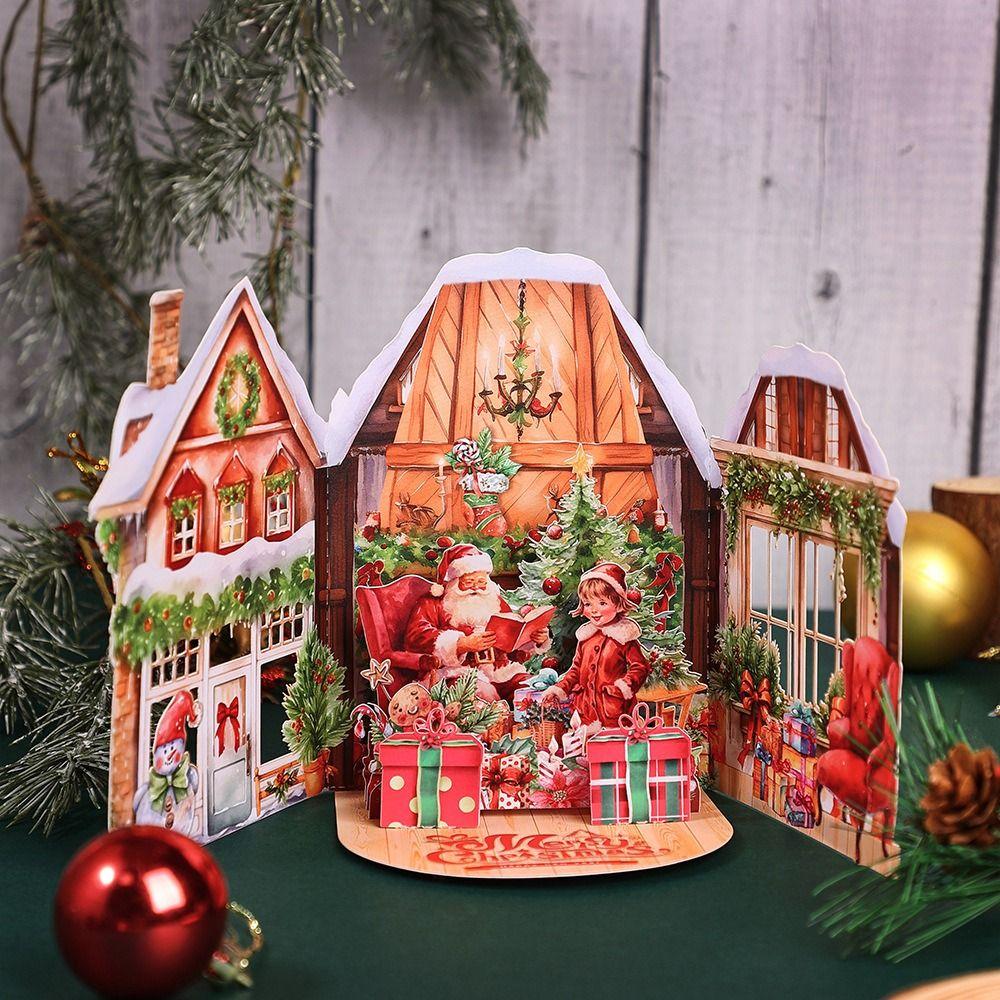 3D Cartoon Christmas Greeting Cards Multicolor 3D Christmas Card  Christmas Season