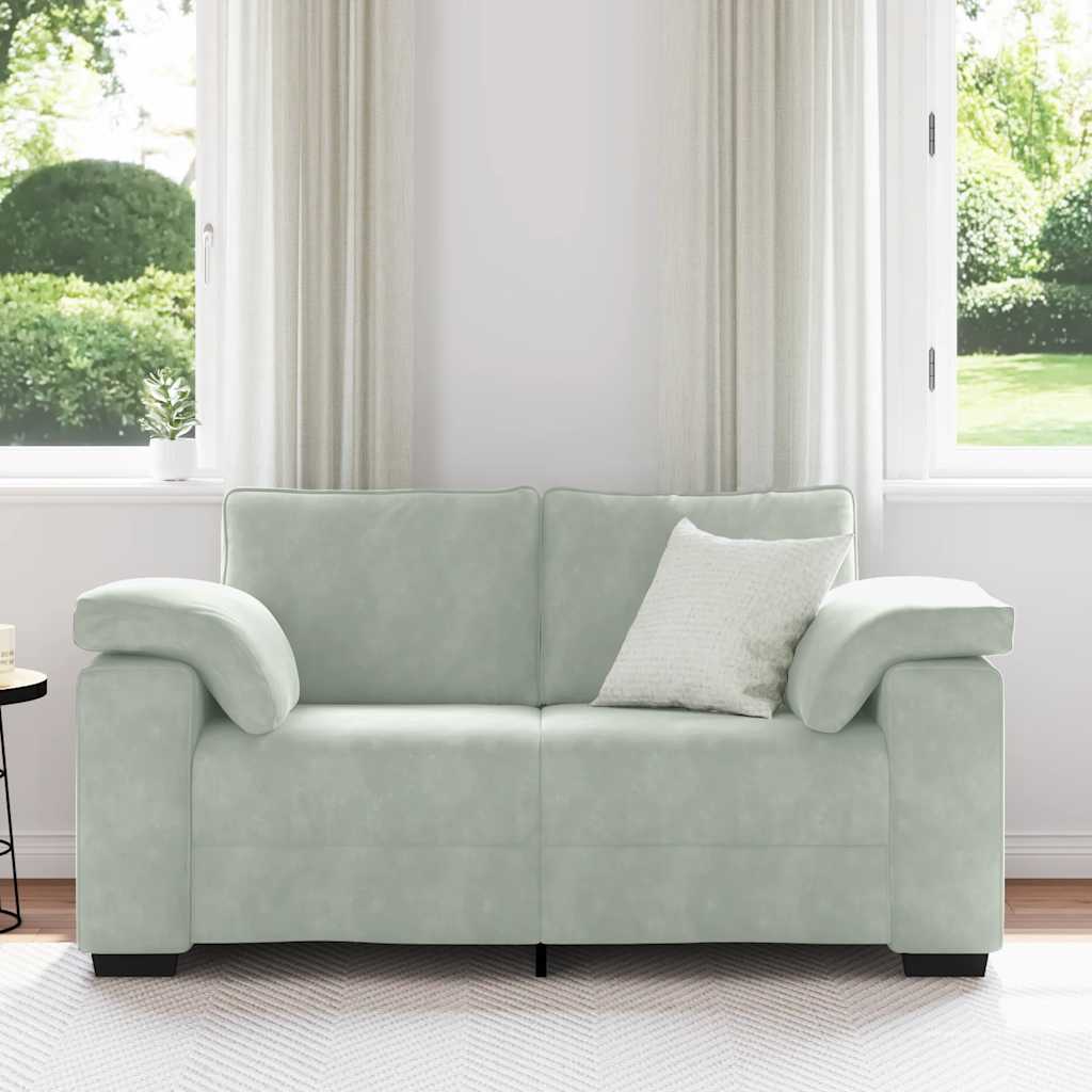 Two Seater Sofa Light Gray 160x77x82 cm Velvet