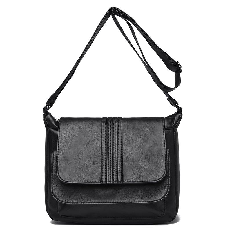 Women's Leather Crossbody Bag with Flap Closure Adjustable Strap Shoulder Bag for Daily