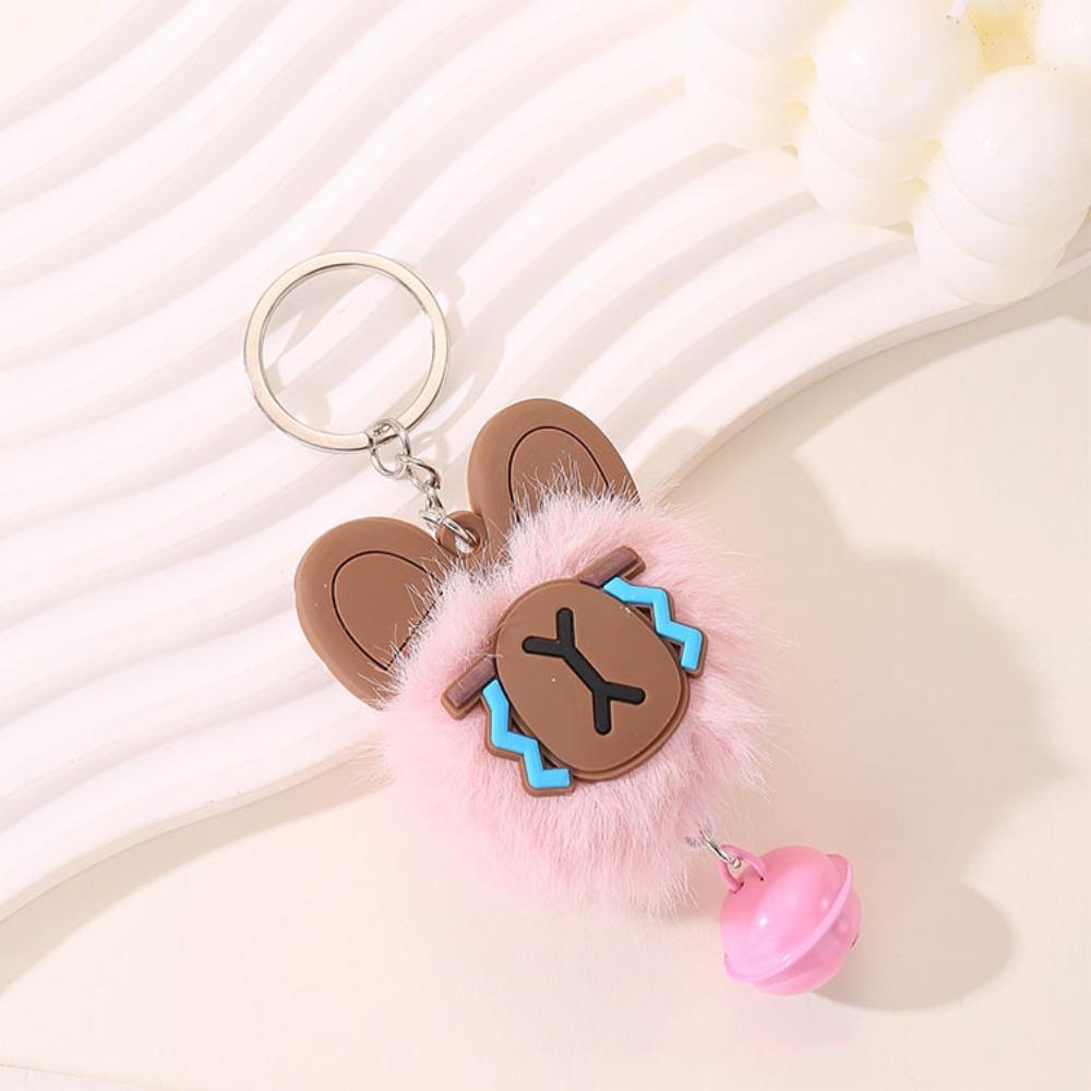 Panda Capybara Fur Keychain Rabbit Fur Fluffy Capybara Pendant Bunny Key Ring  Jewelry Gifts