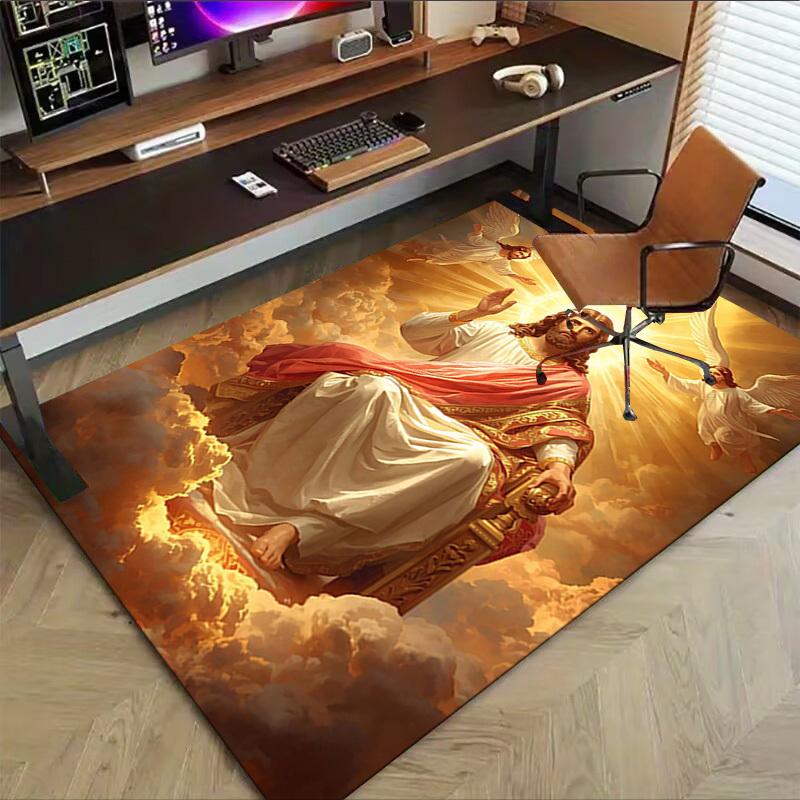 1PC Heavenly Jesus Anti-slip carpet, suitable for Office, bedroomand playrooms. It can also be used as a sofa footrest cover-W44
