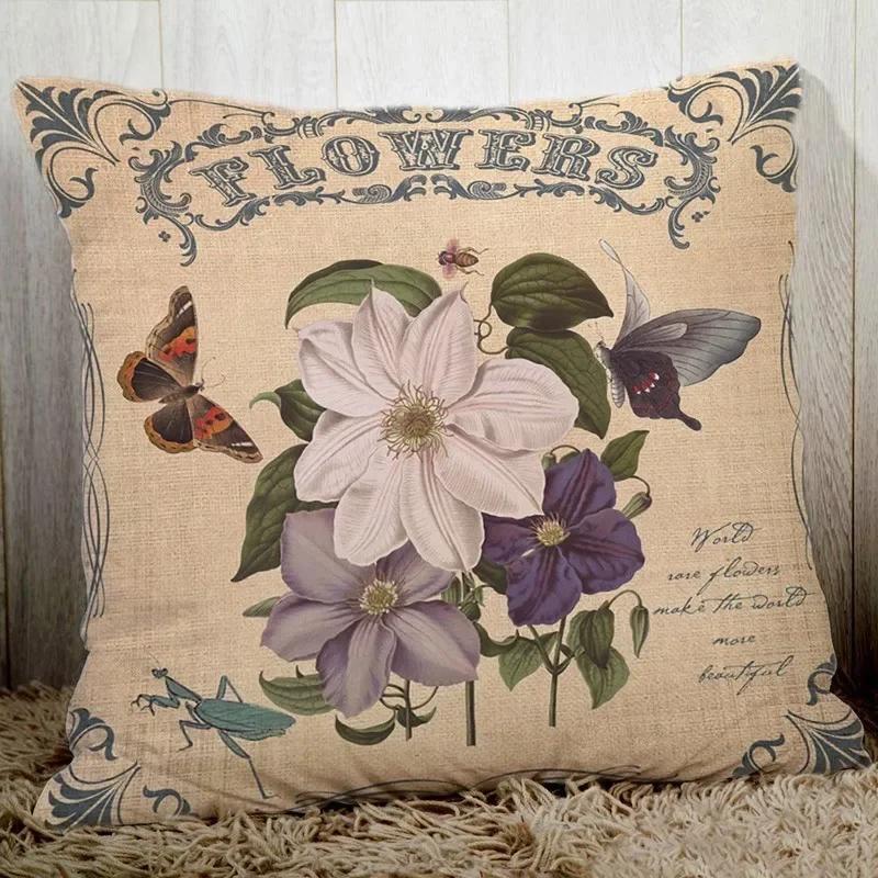 Cozy Couch Cushion Cover Butterfly Printed  Home Decorative Pillows Polyester Peach Fiber Pillowcase Seat Back Cushions