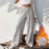 2025 Women's European & American Casual V-Waist Spliced Wide-Leg Pants