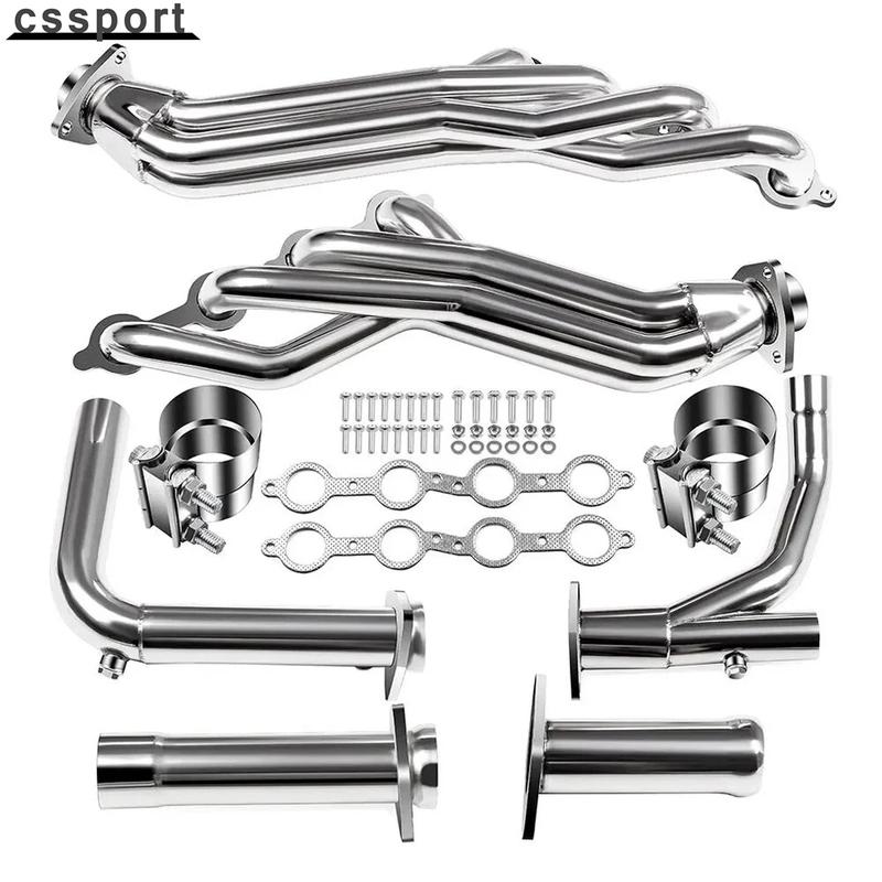 For 07-14 Chevy GMC 4.8L 5.3L 6.0L Long Tube Stainless Steel Headers W/ Y Pipe