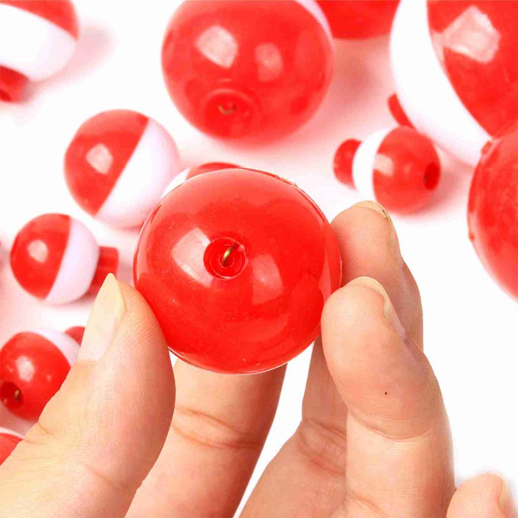 50pcs Fishing Bobbers 1 Inch Snap On Float Red and White Bobbers Push Button Round Buoy Floats Fishing Tackle