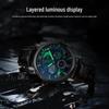 Dawn Sun Moon Stars Multifunctional Men's Quartz Watch with Luminous Moon Phase Chronograph