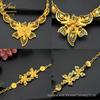 24K Dubai Gold Bridal Jewelry Set: Necklace, Bracelet, Earrings, Ring for African Women