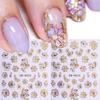 5D Nail Stickers Glitter Golden Dasiy Flowers Geometric Lines Decor Acrylic Embossed Sliders Golden Frame Spring Nail Decals Cherry Blossom Manicure