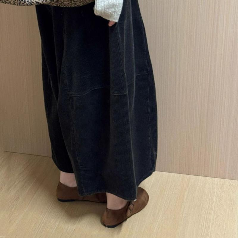 Slimming Effect Corduroy Wide Leg Pants Women Casual Style High Waist Polyester Fiber Comfortable Autumn Arrival