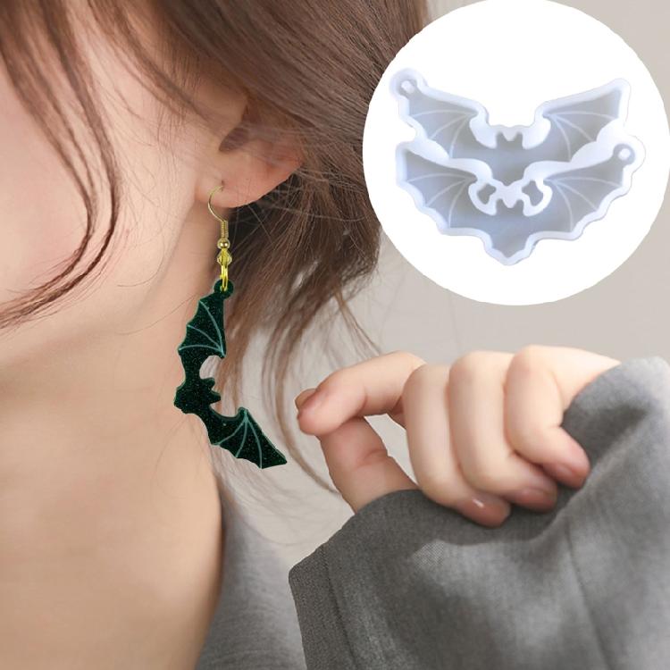 Halloween Bat Earrings Silicone Mold Resin Backpack Pendant Mold for DIY Crafts