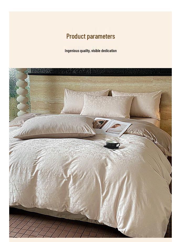 G5Z Light Luxury 200-Count Long-Staple Cotton Jacquard Bedding Set: Includes Duvet Cover, Bed Sheet, and Fitted Sheet.