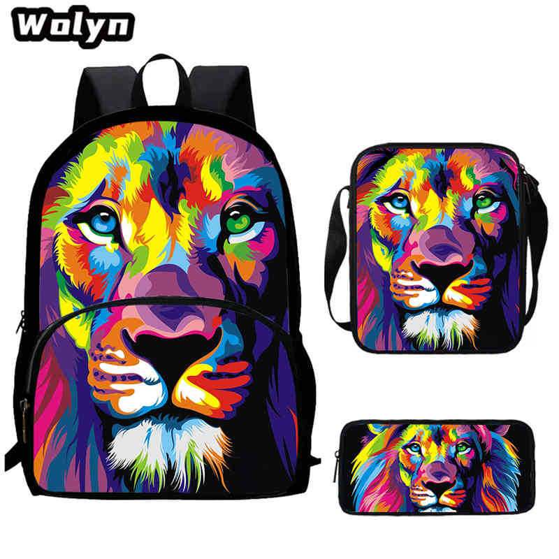 Lion King Schoolbag High Definition Printing Multi-Function Cross-Border Burden Reduction Large Capacity Backpack