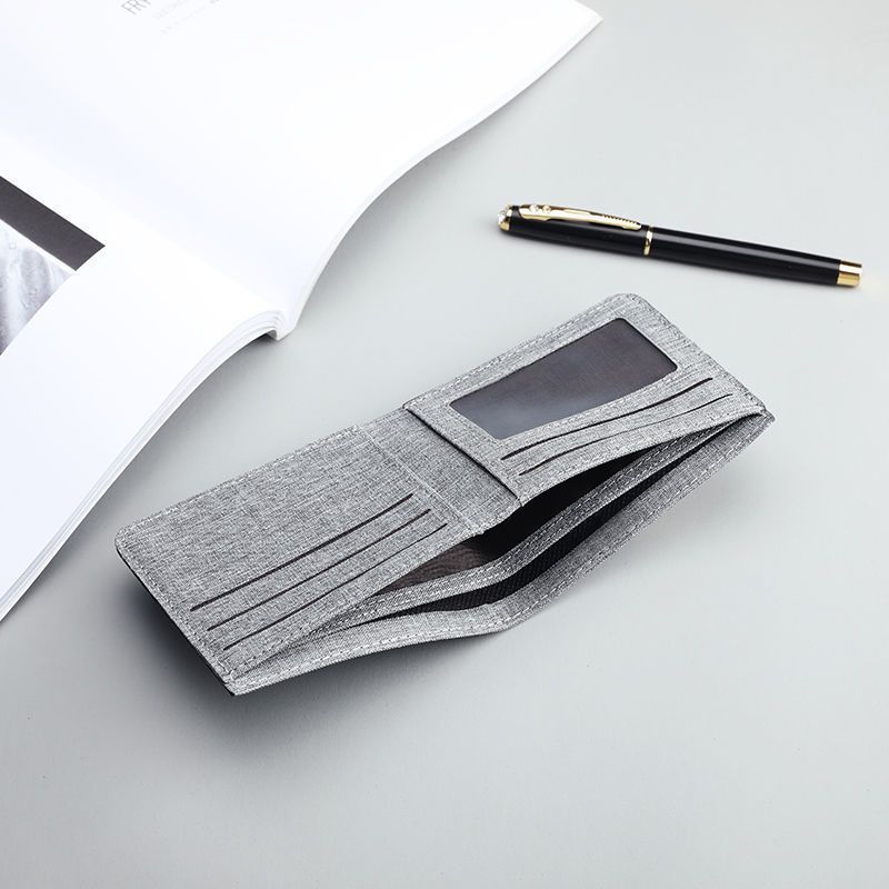Canvas Men Wallet Card Holder Wallet Male Money Bag ID/Photo/Bank Holder Short Purse Credit Card Case Bag Black/Blue/Gray