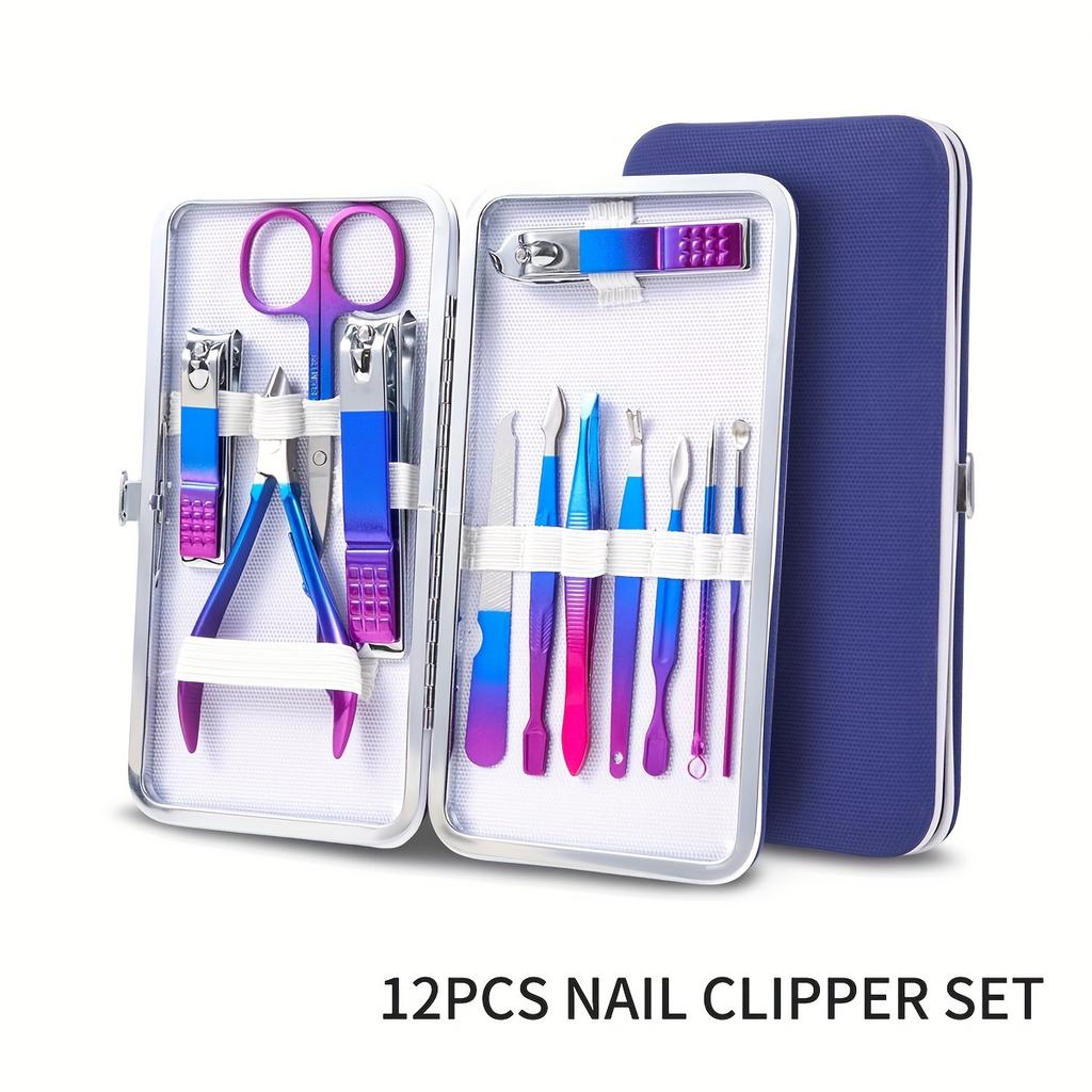 7/10/12/15pcs Professional Nail Clippers Pedicure Kit, Stainless Steel Cuticle Nippers and Cutter Kit Grooming Kit for Travel
