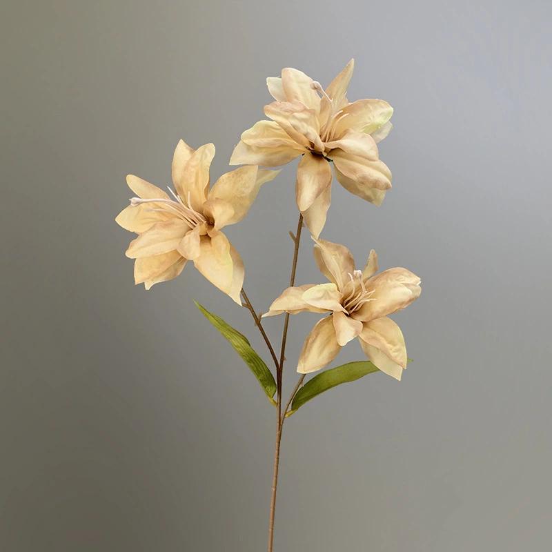 

2 шт. 3 головки лилии искусственные цветы с эффектом реального прикосновения искусственный цветок для свадьбы дома вечеринки настольные центральные элементы 2pcs (no vase) кофейный