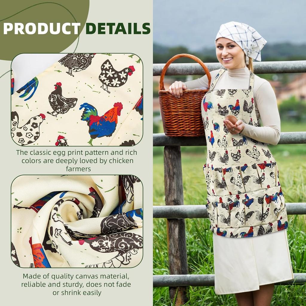 2 Packs Egg Apron, Egg Collecting Apron for Chicken Duck Goose Eggs, Chicken Egg Apron for Housewife Farmhouse Kitchen Restaurant Parent-Child