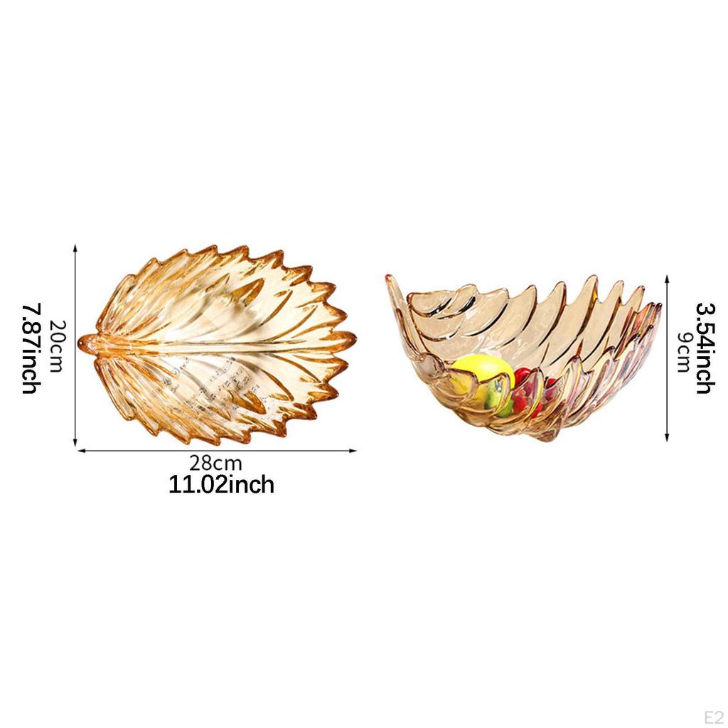 Glass Feather Shaped Fruit Bowl Holder Creative Dessert Plate Serving Platter for Living Room
