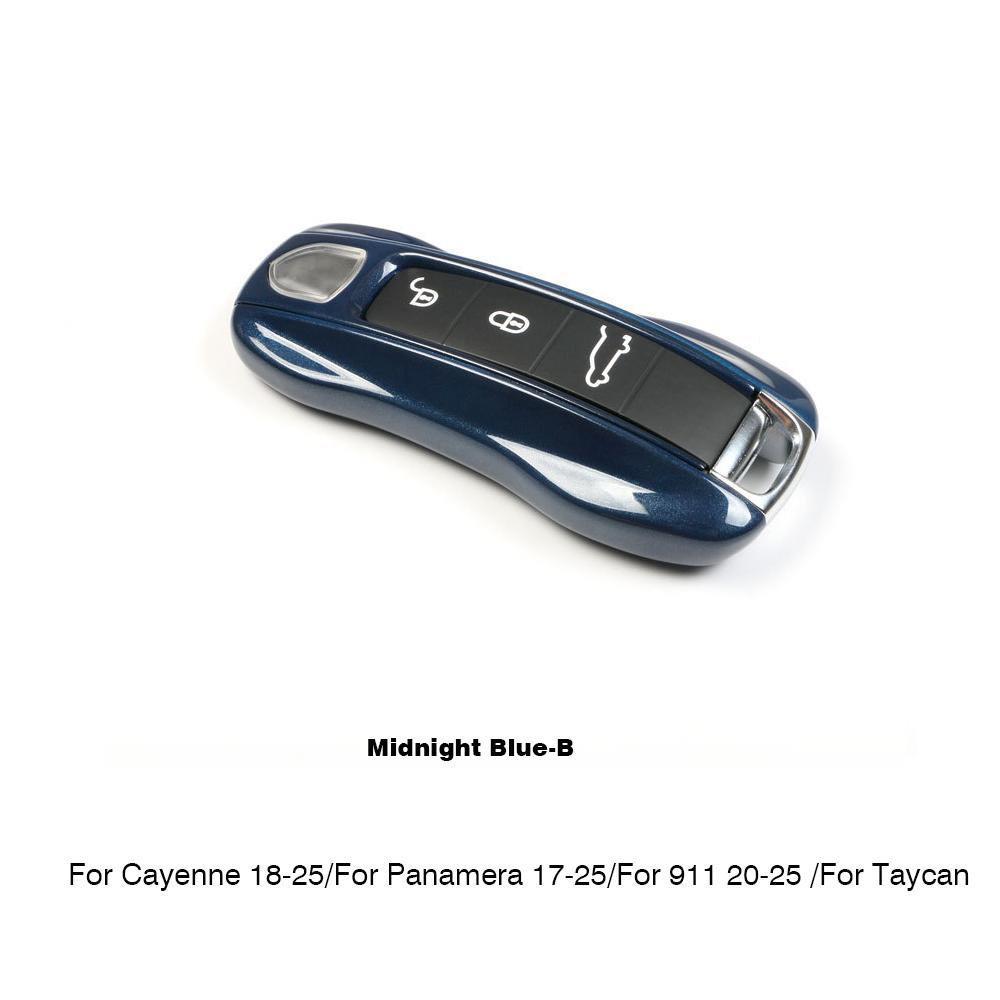 Étui de clé de voiture Couleur Bleu Saphir Pour Porsche Mancan Panamera Cayenne 718 911 Boxster Cayman Coque de remplacement pour clé Kit