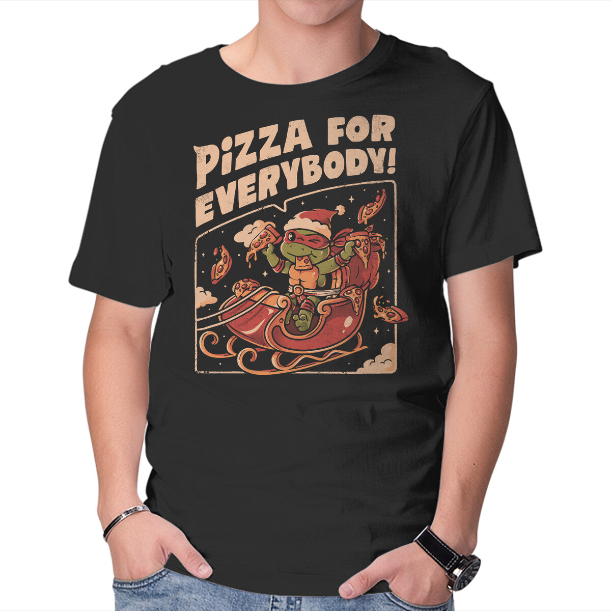 Unisex Crew Neck T-Shirt Pizza For Everybody Graphic Short Sleeve Casual Tee XXL