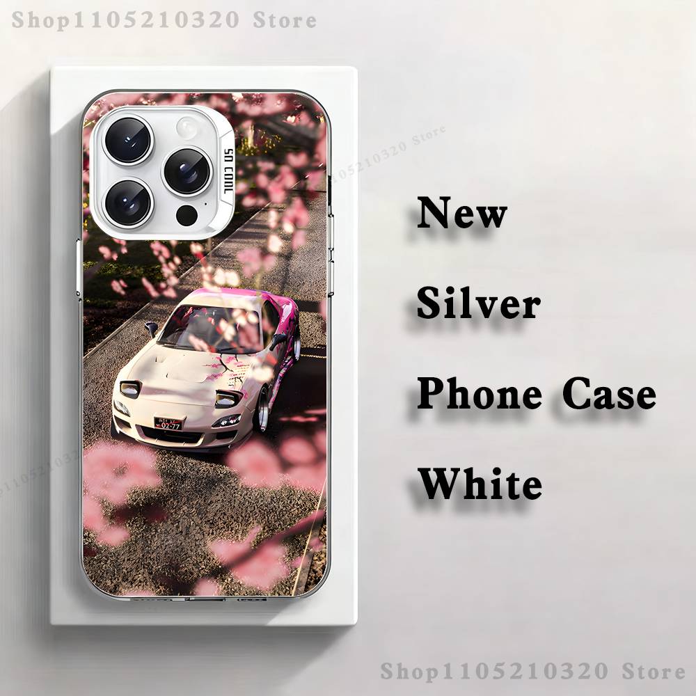 Cute M-Miata M-Mx5 Red Car Phone Case For iPhone 17,16,15,14,13,12,11,Mini,Pro,E,MAX White Matte Silicone Whtie Cover
