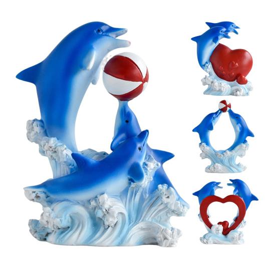Dolphin Figurine Collectible Tabletop Resin Dolphin Statue Heart Dolphin Ornament Valentine's Day Gift for Women Wife Girlfriend