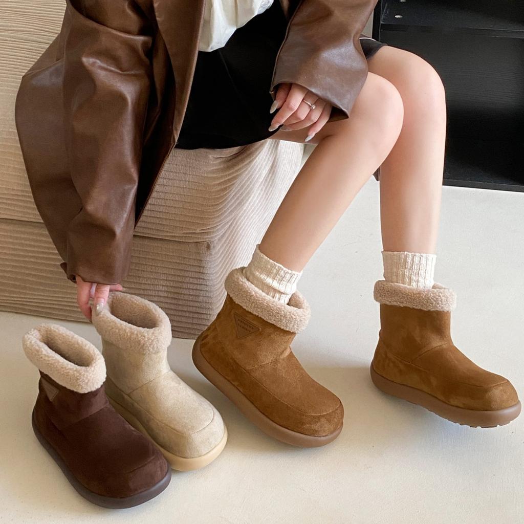 [Fanfna] Retro thick-soled non-slip snow boots for women's 2025 new autumn versatile soft-soled velvet cotton slippers